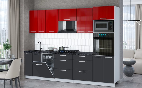 Кухонный гарнитур Интерлиния Мила Gloss 2.85-ПМ3