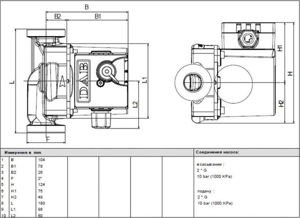 Циркуляционный насос DAB VA 65/180(1