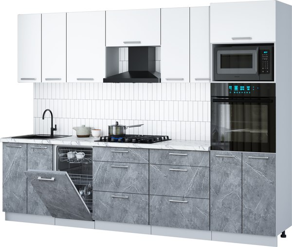 Кухонный гарнитур Интерлиния Мила Gloss 2.85-ПМ3 - фото