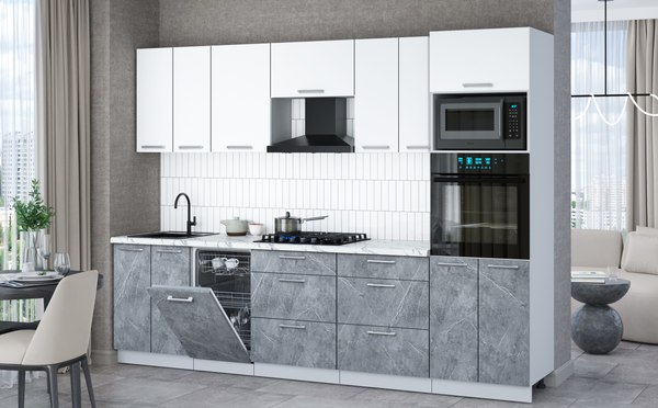 Кухонный гарнитур Интерлиния Мила Gloss 2.85-ПМ3