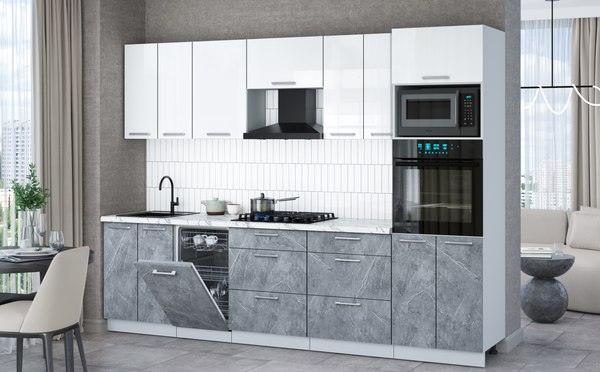 Кухонный гарнитур Интерлиния Мила Gloss 2.85-ПМ3