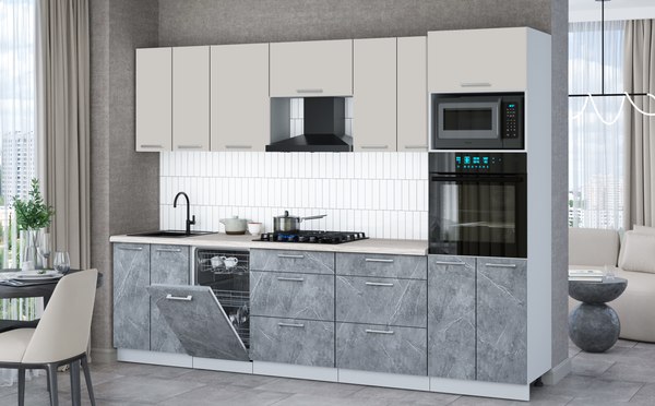 Кухонный гарнитур Интерлиния Мила Gloss 2.85-ПМ3