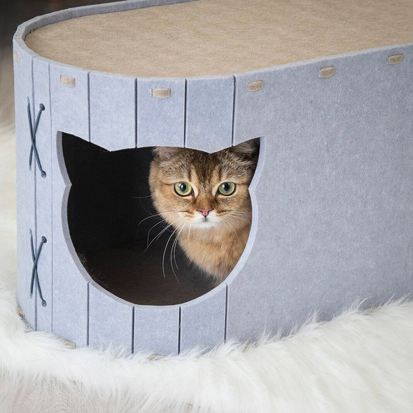 Домик-когтеточка Дарэленд Войлок / 8050сер-беж