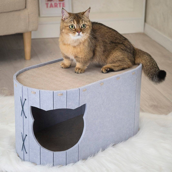 Домик-когтеточка Дарэленд Войлок / 8050сер-беж