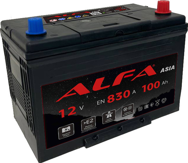 Автомобильный аккумулятор ALFA battery 100 JR 830A с бортом 6СТ-100 MF D31 - фото