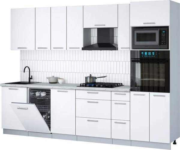 Кухонный гарнитур Интерлиния Мила Gloss 2.9-ПМ3 - фото