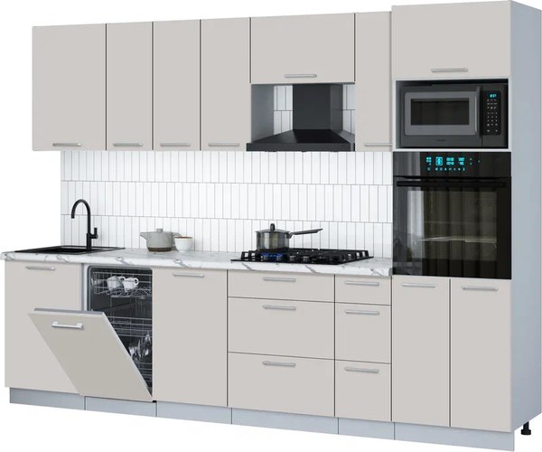 Кухонный гарнитур Интерлиния Мила Gloss 2.9-ПМ3 - фото