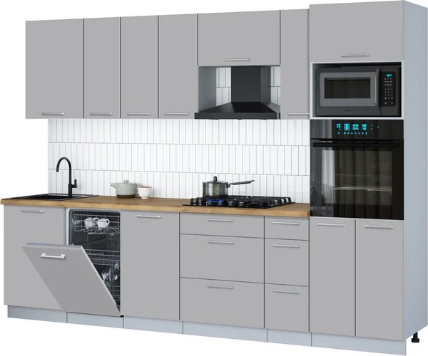 Кухонный гарнитур Интерлиния Мила Gloss 2.9-ПМ3 - фото