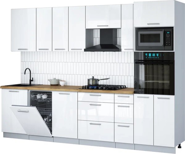 Кухонный гарнитур Интерлиния Мила Gloss 2.9-ПМ3 - фото