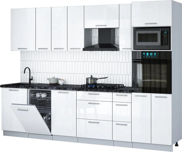 Кухонный гарнитур Интерлиния Мила Gloss 2.9-ПМ3 - фото