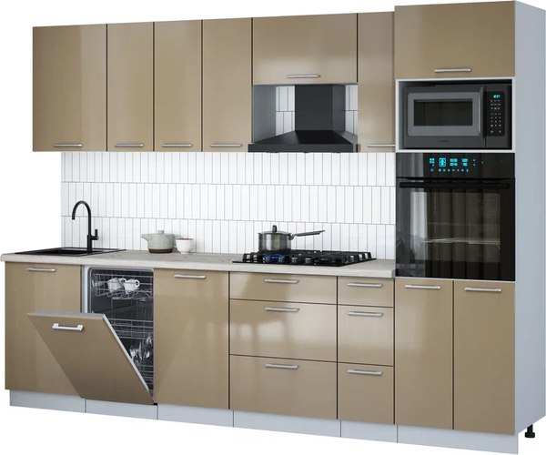 Кухонный гарнитур Интерлиния Мила Gloss 2.9-ПМ3 - фото