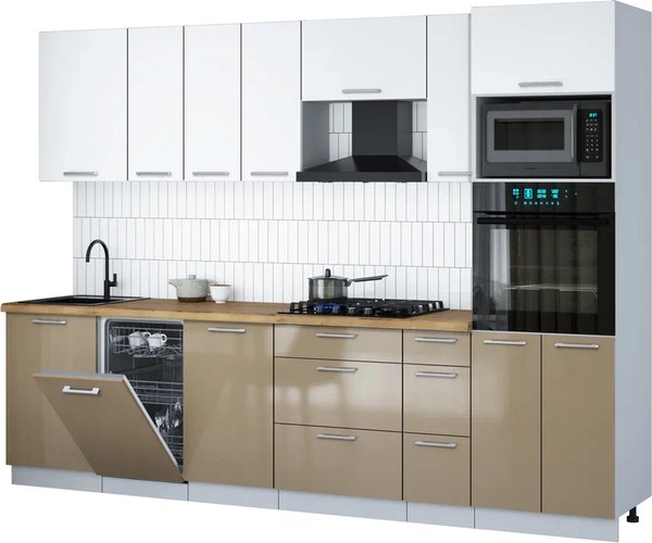 Кухонный гарнитур Интерлиния Мила Gloss 2.9-ПМ3 - фото