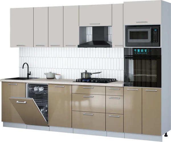 Кухонный гарнитур Интерлиния Мила Gloss 2.9-ПМ3 - фото