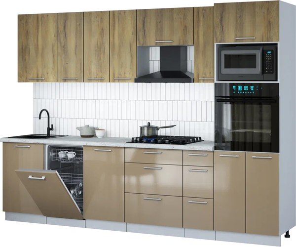 Кухонный гарнитур Интерлиния Мила Gloss 2.9-ПМ3 - фото