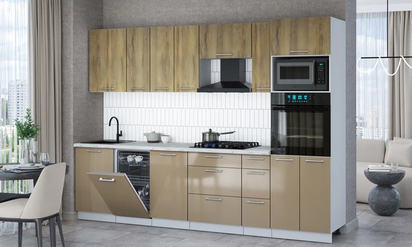 Кухонный гарнитур Интерлиния Мила Gloss 2.9-ПМ3