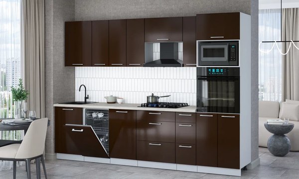 Кухонный гарнитур Интерлиния Мила Gloss 2.9-ПМ3