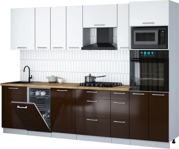 Кухонный гарнитур Интерлиния Мила Gloss 2.9-ПМ3 - фото