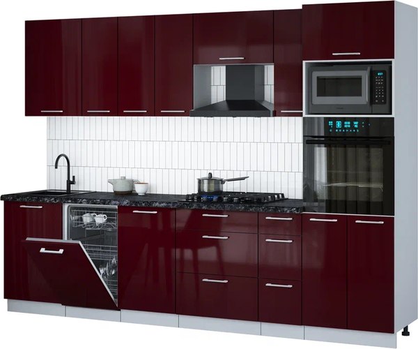 Кухонный гарнитур Интерлиния Мила Gloss 2.9-ПМ3 - фото