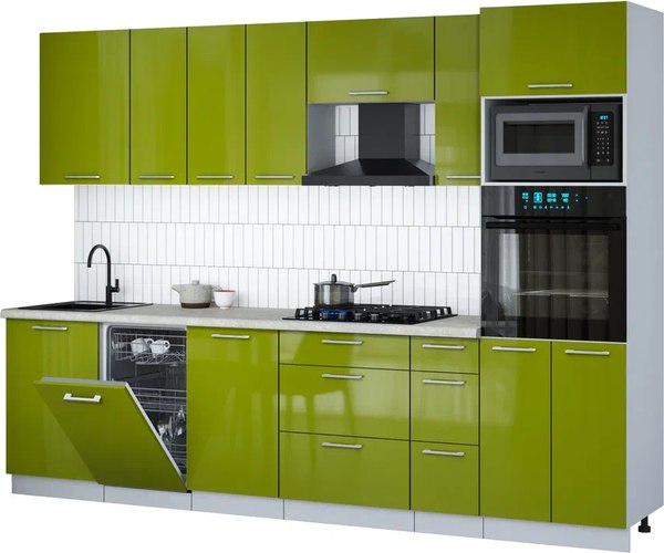 Кухонный гарнитур Интерлиния Мила Gloss 2.9-ПМ3 - фото