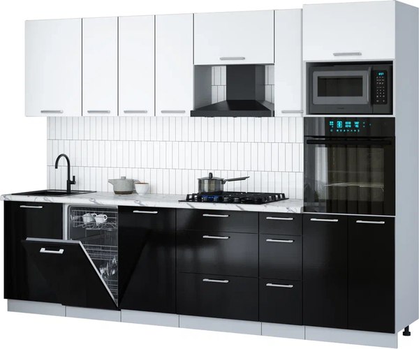 Кухонный гарнитур Интерлиния Мила Gloss 2.9-ПМ3 - фото