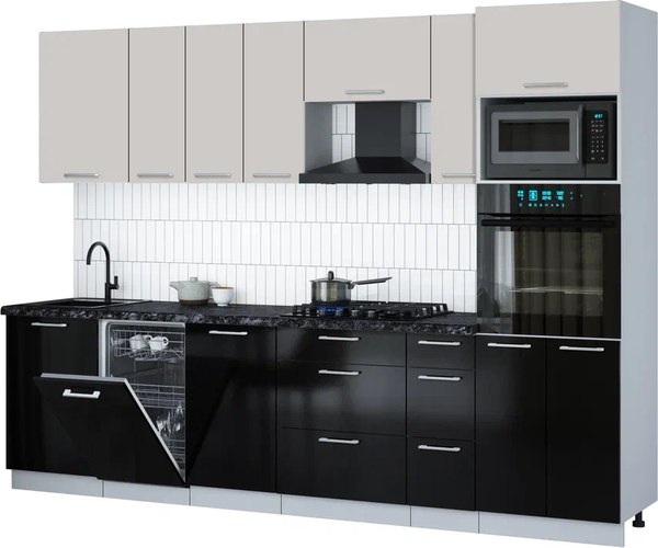 Кухонный гарнитур Интерлиния Мила Gloss 2.9-ПМ3 - фото