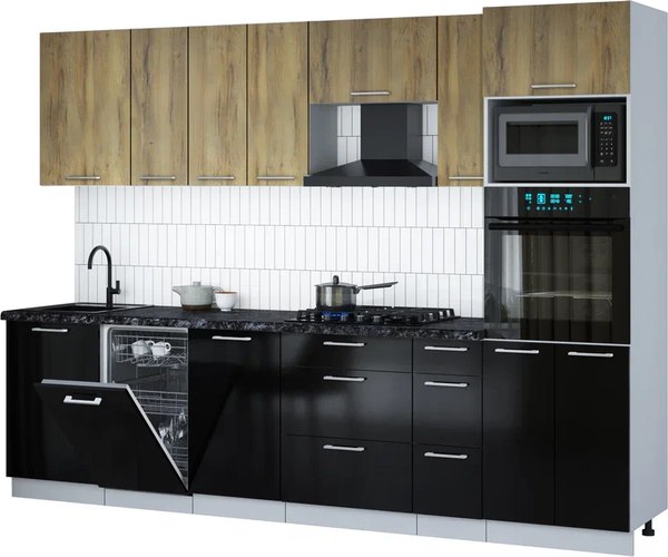 Кухонный гарнитур Интерлиния Мила Gloss 2.9-ПМ3 - фото