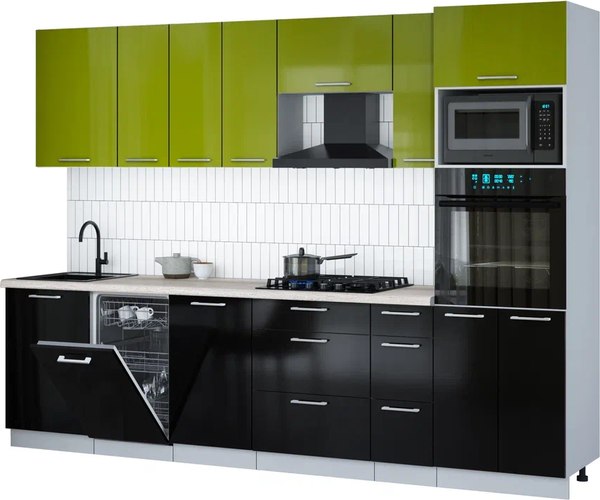 Кухонный гарнитур Интерлиния Мила Gloss 2.9-ПМ3 - фото