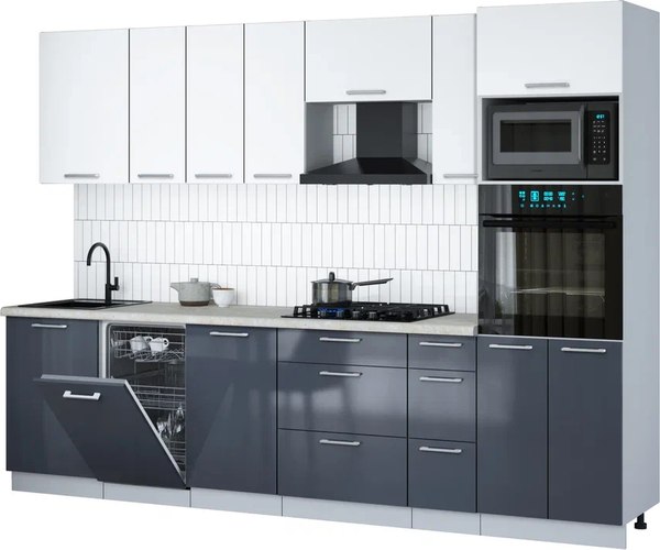 Кухонный гарнитур Интерлиния Мила Gloss 2.9-ПМ3 - фото