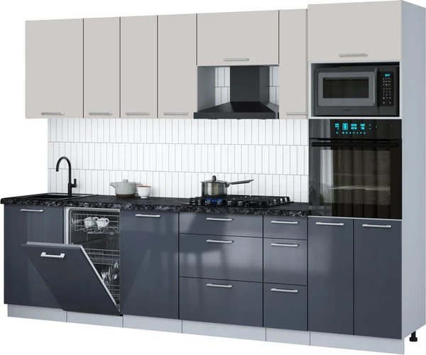 Кухонный гарнитур Интерлиния Мила Gloss 2.9-ПМ3 - фото