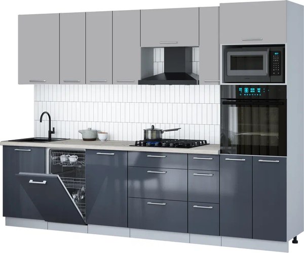 Кухонный гарнитур Интерлиния Мила Gloss 2.9-ПМ3 - фото