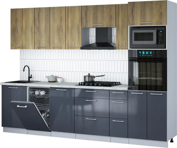 Кухонный гарнитур Интерлиния Мила Gloss 2.9-ПМ3 - фото