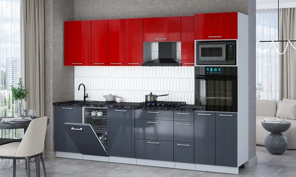 Кухонный гарнитур Интерлиния Мила Gloss 2.9-ПМ3