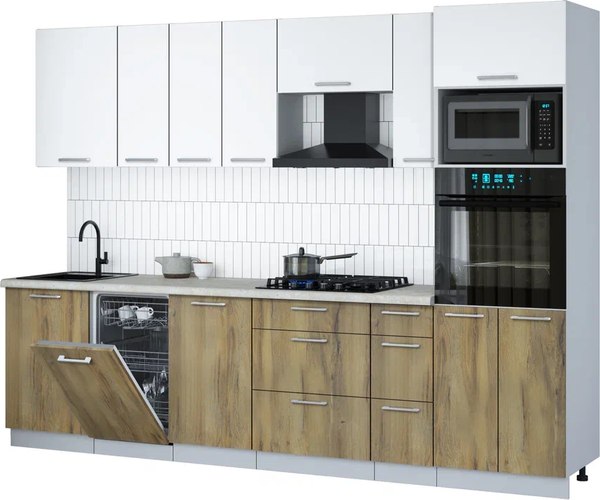 Кухонный гарнитур Интерлиния Мила Gloss 2.9-ПМ3 - фото