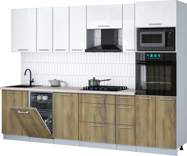 Кухонный гарнитур Интерлиния Мила Gloss 2.9-ПМ3 - фото