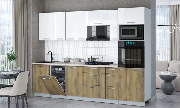 Кухонный гарнитур Интерлиния Мила Gloss 2.9-ПМ3