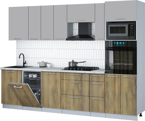Кухонный гарнитур Интерлиния Мила Gloss 2.9-ПМ3 - фото