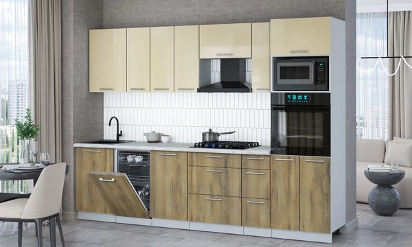 Кухонный гарнитур Интерлиния Мила Gloss 2.9-ПМ3