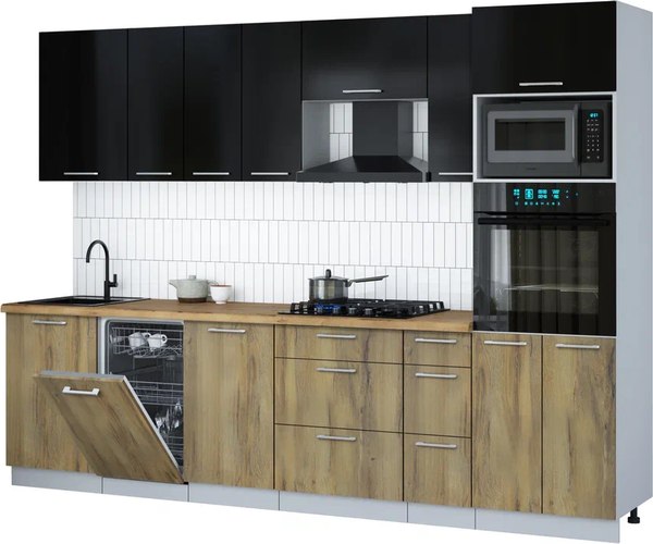 Кухонный гарнитур Интерлиния Мила Gloss 2.9-ПМ3 - фото