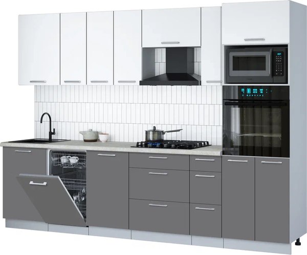 Кухонный гарнитур Интерлиния Мила Gloss 2.9-ПМ3 - фото