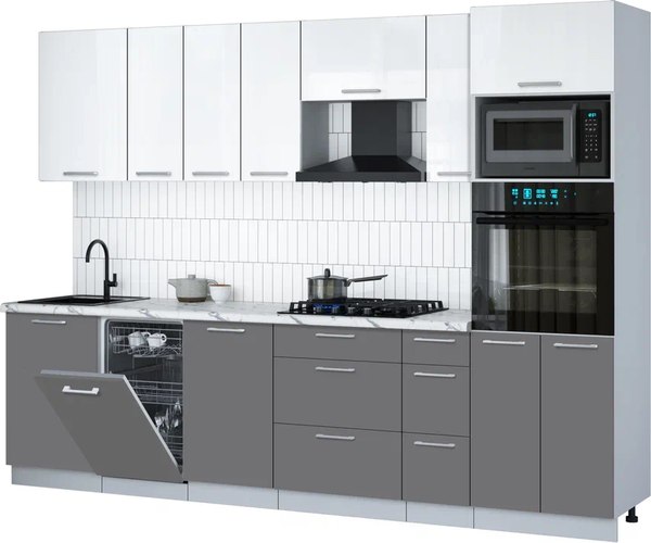 Кухонный гарнитур Интерлиния Мила Gloss 2.9-ПМ3 - фото