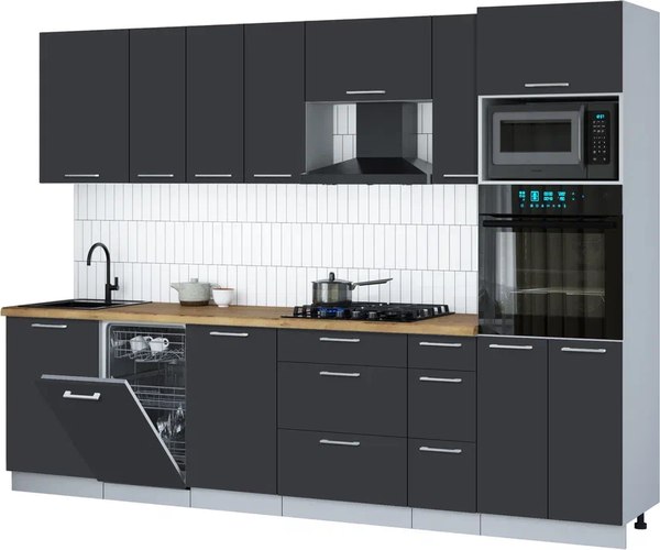 Кухонный гарнитур Интерлиния Мила Gloss 2.9-ПМ3 - фото