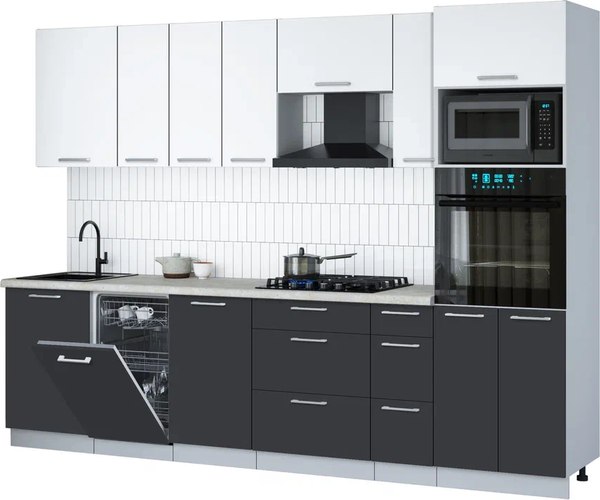 Кухонный гарнитур Интерлиния Мила Gloss 2.9-ПМ3 - фото