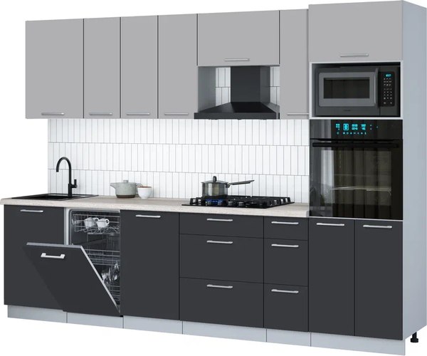 Кухонный гарнитур Интерлиния Мила Gloss 2.9-ПМ3 - фото