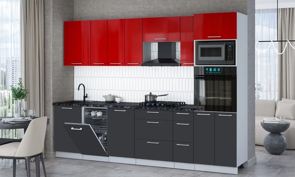 Кухонный гарнитур Интерлиния Мила Gloss 2.9-ПМ3