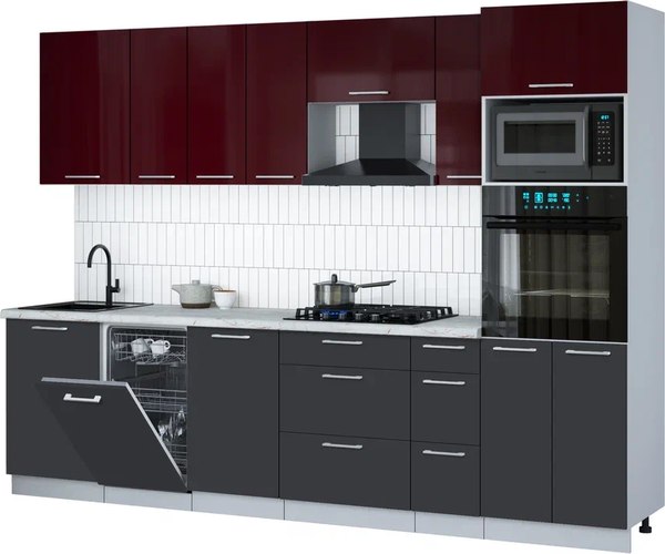 Кухонный гарнитур Интерлиния Мила Gloss 2.9-ПМ3 - фото