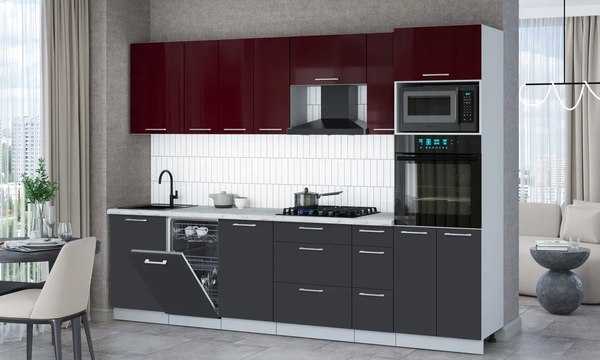 Кухонный гарнитур Интерлиния Мила Gloss 2.9-ПМ3