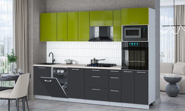 Кухонный гарнитур Интерлиния Мила Gloss 2.9-ПМ3