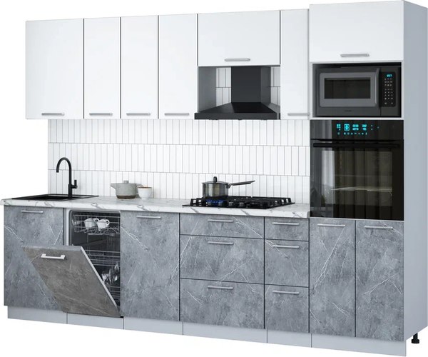 Кухонный гарнитур Интерлиния Мила Gloss 2.9-ПМ3 - фото
