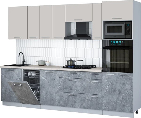 Кухонный гарнитур Интерлиния Мила Gloss 2.9-ПМ3 - фото
