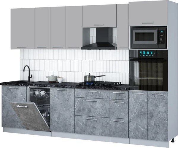 Кухонный гарнитур Интерлиния Мила Gloss 2.9-ПМ3 - фото